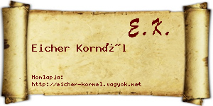 Eicher Kornél névjegykártya